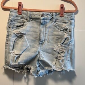 American Eagle Distressed Light Blue Denim Shorts